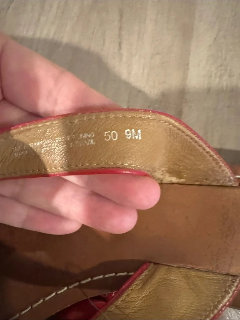 Tory Burch Red Leather Flower Thong Sandals with Gold Logo Size 9